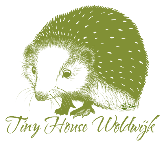 Tekening van een egel met tekst