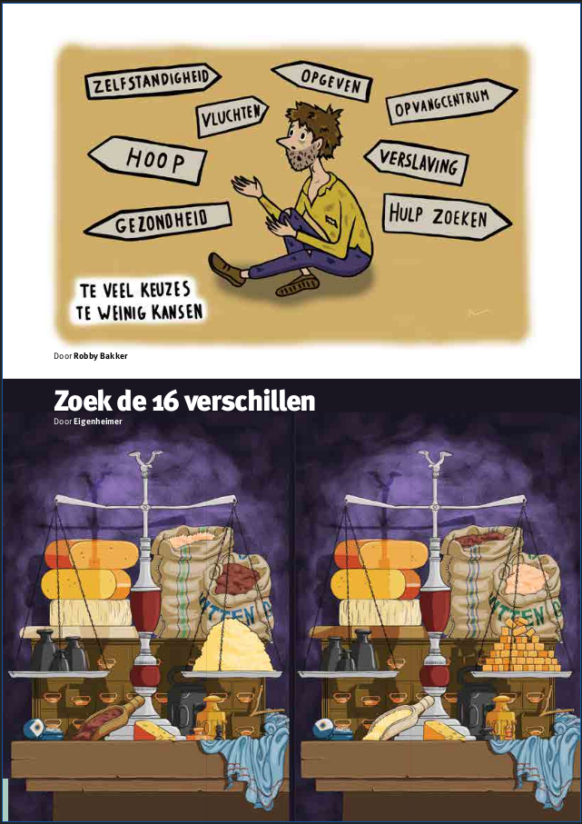Pagina uit De Riepe met strip en hersenkraker